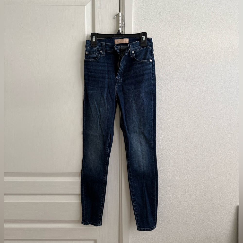 7 For All Mankind The High Waist Ankle Skinny Jeans Size 24